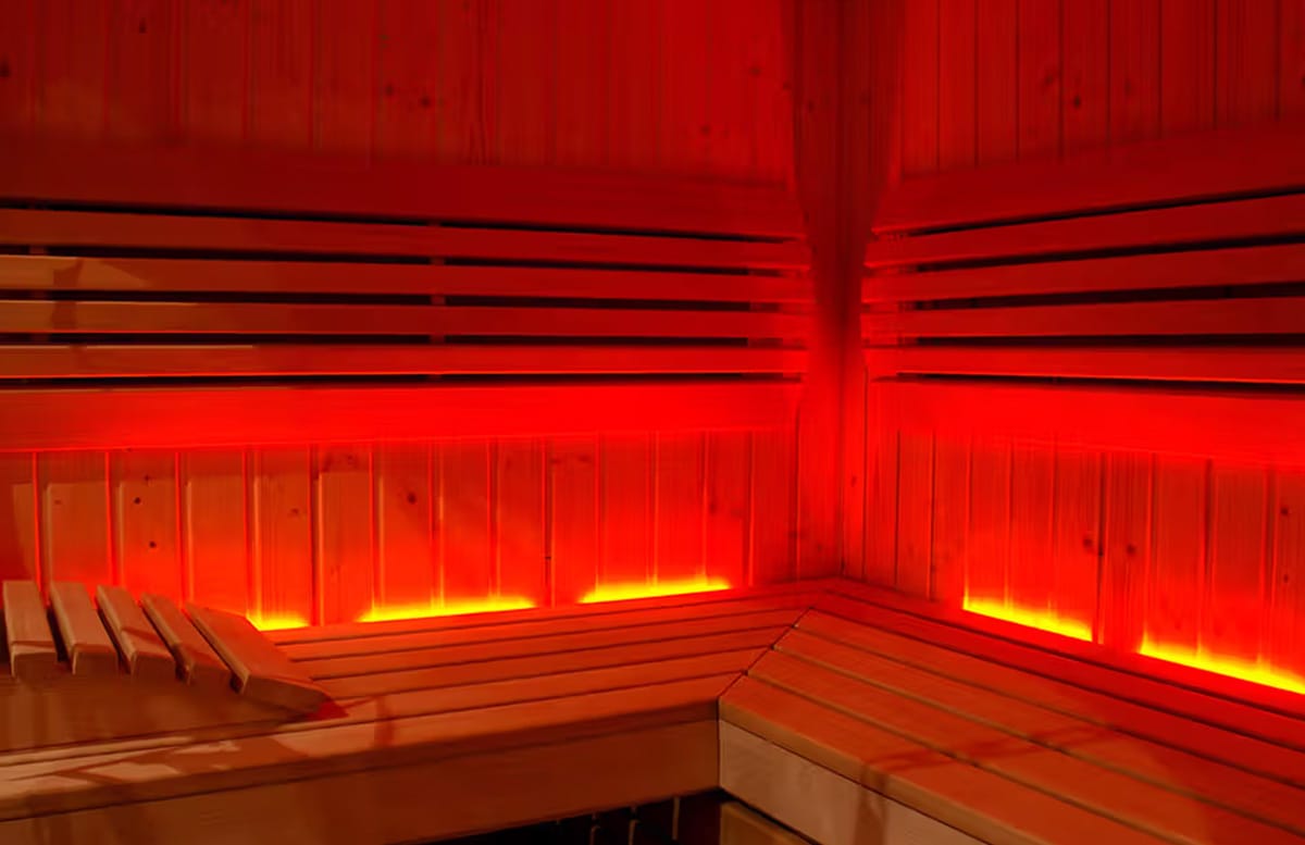 Infrared sauna with red light therapy at Flex Fitness